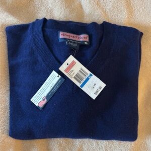 NWT! Vineyard Vines Cashmere Blue V Neck Sweater - XL